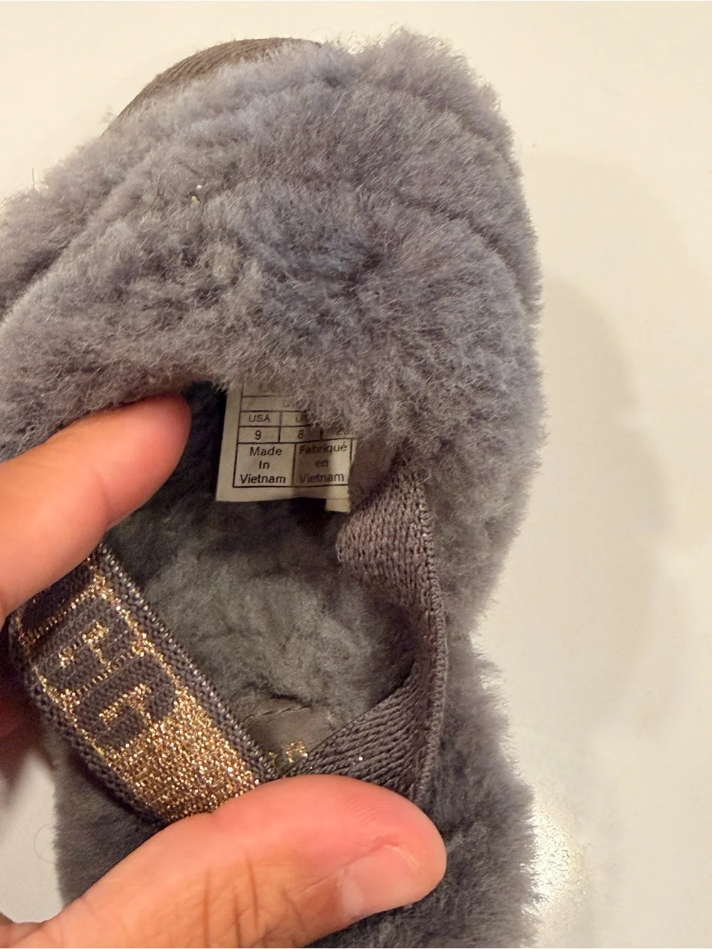 UGG Kids Grey Faux-Fur Slide Slippers